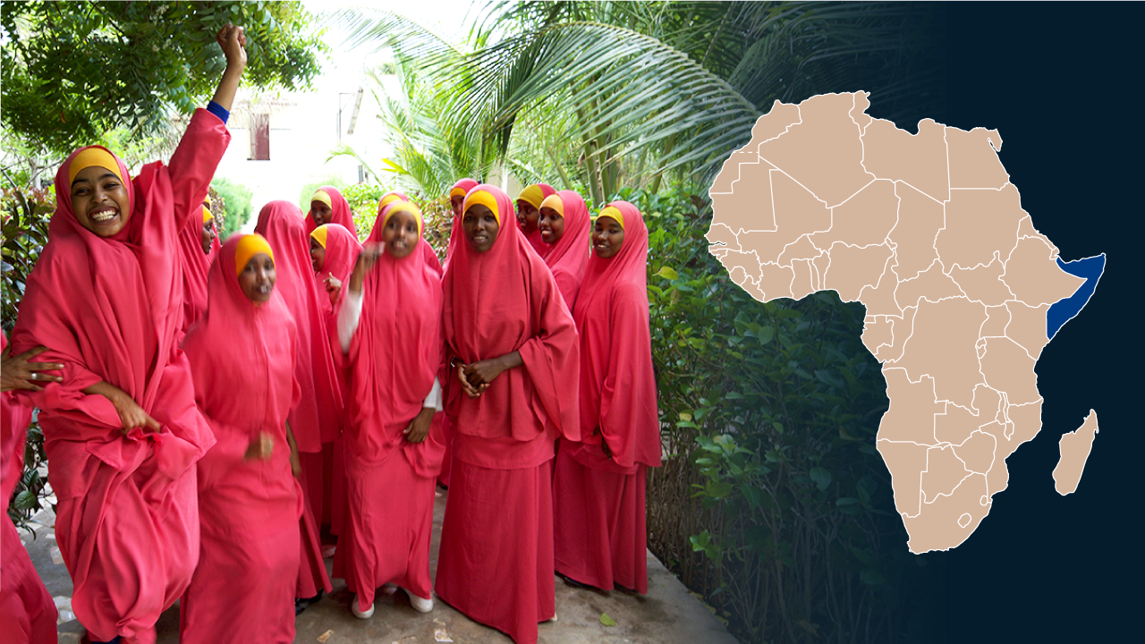 Somali midwives in red robes.